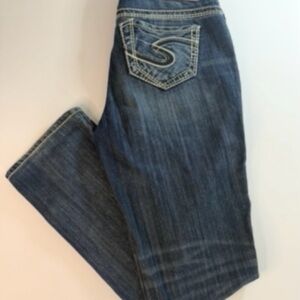 Silver Suki Straight Jeans Size 26 Dark Wash Low Rise Blue Stretch Denim